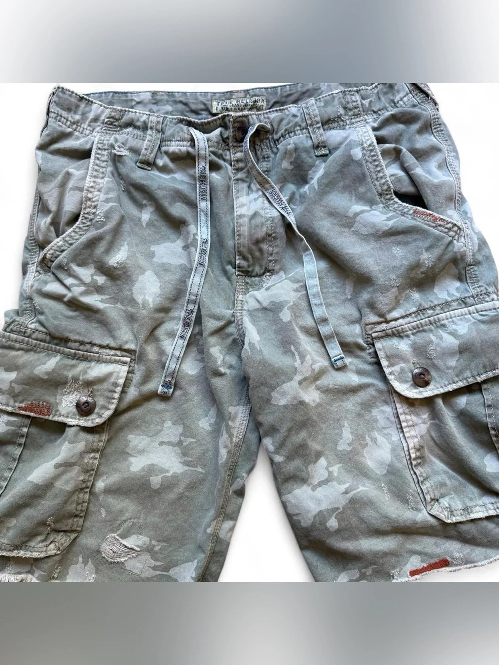True Religion Men's Camouflage Cargo Utility Shorts - Olive Green